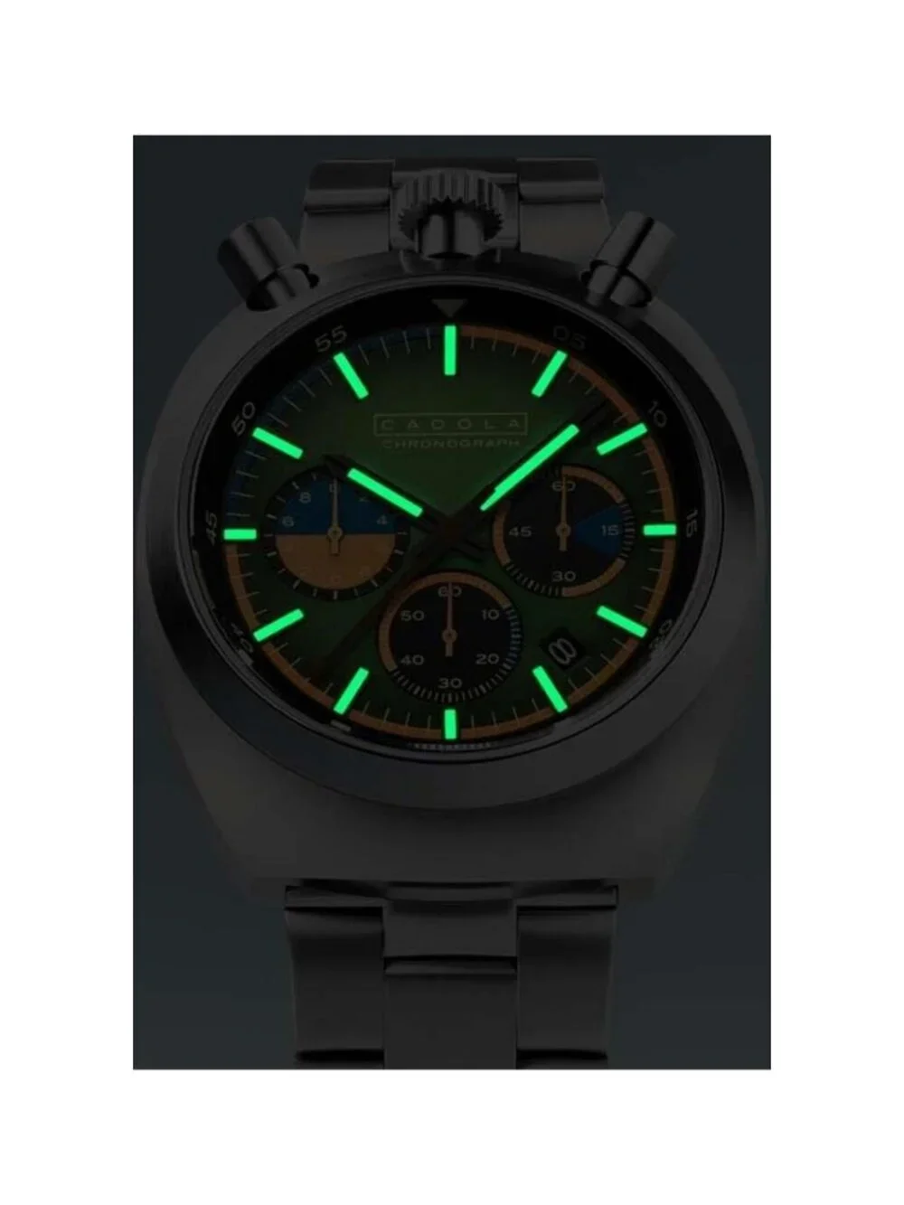 NWT Cadola Testa Di Toro Chronograph Quartz Green Dial Men's Watch